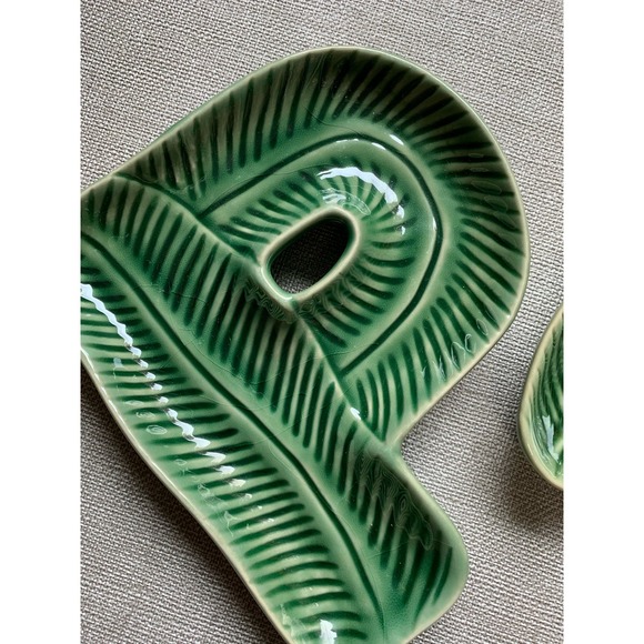 LILLIAN VERNON Leaf Palm Party Decor Hors D’oeuvres Plates Ceramic Plates Green - Picture 2 of 7